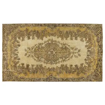 

Handmade Yellow Vintage Overdyed Turkish Area Rug 161x287 Cm-5'3''X9'5''