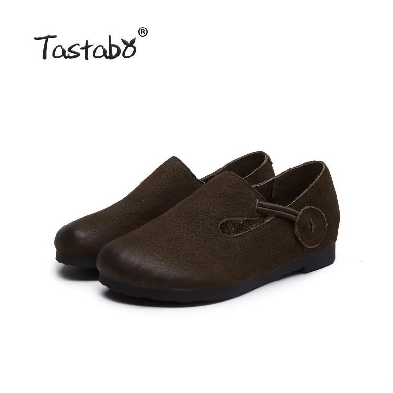 Brown Tastabo/; повседневная женская обувь из натуральной кожи; обувь для беременных женщин; обувь для вождения; SD1955-1; Цвет хаки, коричневый; ручная работа; Размеры 35-40 - Цвет: Brown