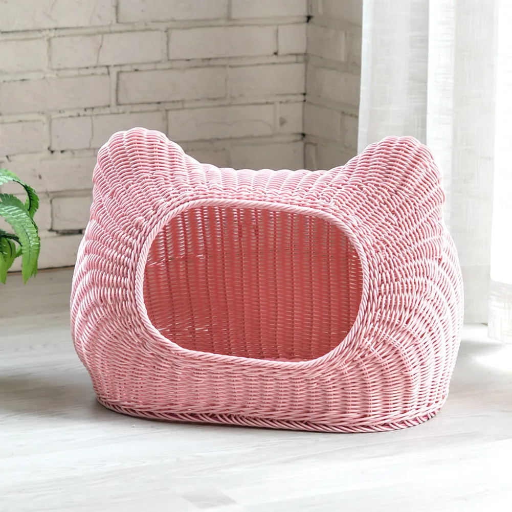  Pet Woven Cave Bed Woven Imitation Wicker Pet House Basket Bed for Cat/Kitten/Puppy/Dog