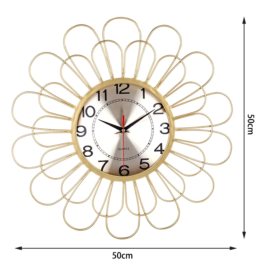 Hot 20 Inches 50cm Creative Simple Wall Clock Fashionable Mute Wall Clock Hanging Clock Decoration For Home Living Room- Golden