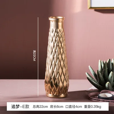 Стеклянная ваза для цветов и вазы Casamento, аксессуары для украшения дома, современный Настольный Террариум с позолотой, современный декор - Цвет: E(22x6CM)