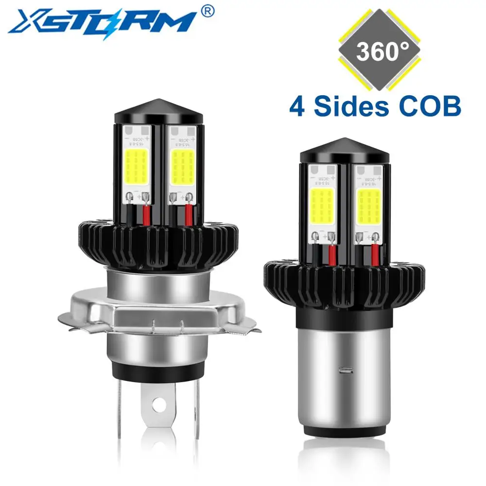 H4 H6 BA20D светодиодные фары для мотоцикла COB Led Moto 1200LM Hi Lo лампа скутера ATV аксессуары