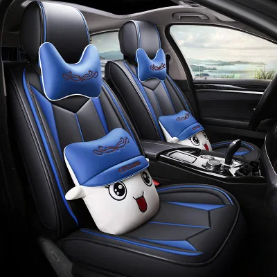 HLFNTF полностью окруженный автомобиль мультфильм вышивка подушка для Skoda Octavia RS Fabia Superb быстрый автомобиль чехол - Название цвета: Blue