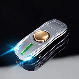 Электрические зажигалки антистресс Спиннер ветрозащитный USB перезаряжаемые принадлежности для курения модель гоночной машины Зажигалка для мужчин подарок - Цвет: Серый