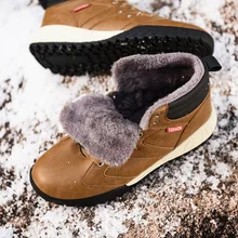 Зимние теплые мужские ботинки; мужские зимние ботинки из натуральной кожи на меху; водонепроницаемые рабочие ботильоны ручной работы; мужская обувь