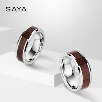 Goede Wolfraam Ringen Classic Trouwringen Scratch Proof Gratis Voor Vrouwen Mannen Verlovingsringen Inlay Hout Gratis Verzending, Aangepaste