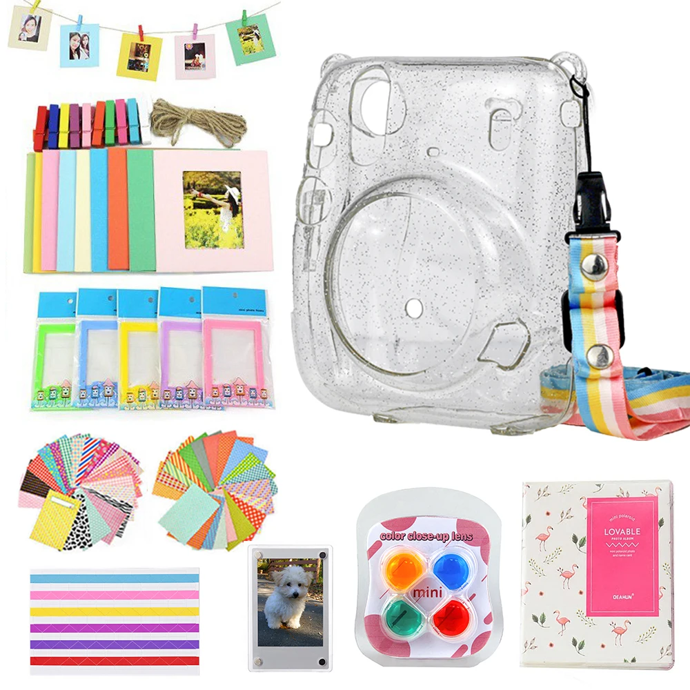 Drone Bags For Fujifilm Instax Mini 11 Instant Camera Mini Case Protective Bag + 64 Pockets Photo Album + Color Filter + Stickers + Frames hiking camera backpack Bags & Cases