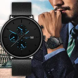 ECONOMICXI Мужские часы мужские светящиеся кварцевые часы повседневные тонкие сетчатые стальные водонепроницаемые спортивные часы 2020 подарок
