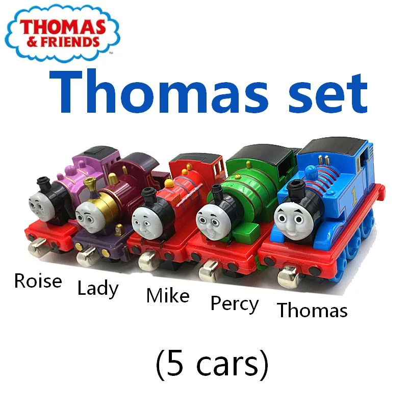 Томас и Друзья Emily локомотив Поезд Модель сплав пластик Магнитный трек железнодорожный вагон игрушка подарок на день рождения - Цвет: 5 cars set
