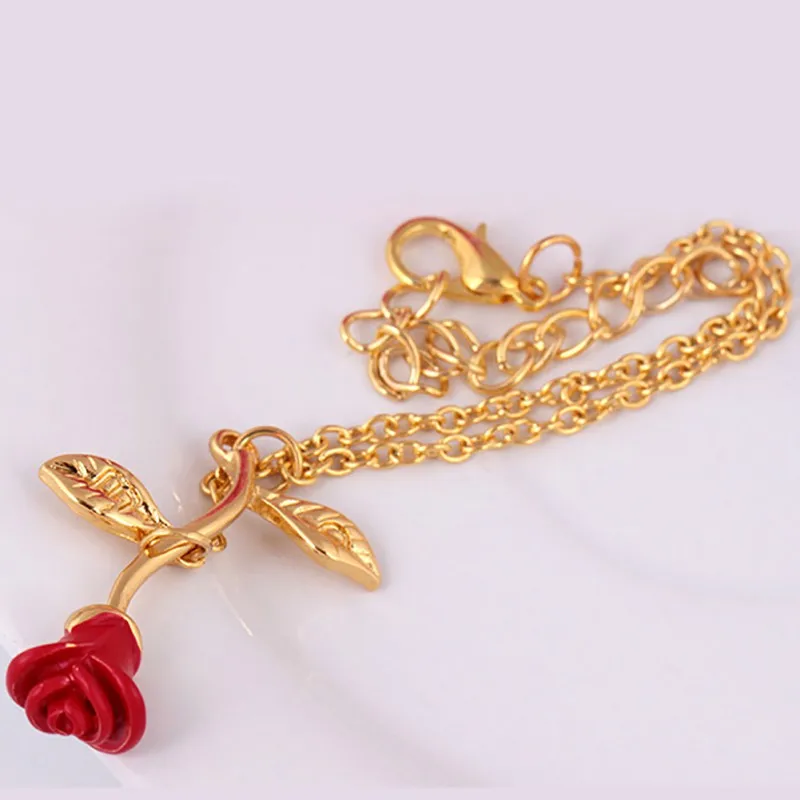 Красная роза браслет простой браслет с цветами подарок на День святого Валентина для девушки 3 цвета Женская цепочка свадебный подарок