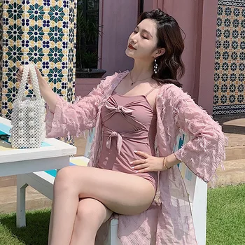 

Swimsuit Woman Big Size Bikinis 2019 Female One-Piece For Women Swimming Costume Ins One Piece Feeling Long Sleeve Hot Push Up