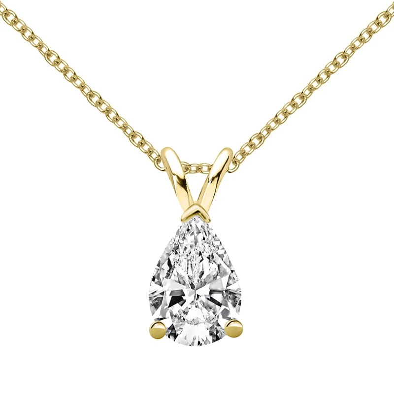 OEVAS Real 1.5 Carat Pear Cut moissanite 100% 925 Sterling Silver Pendant Necklace For Women Sparkling Wedding Fine Jewelry Gift