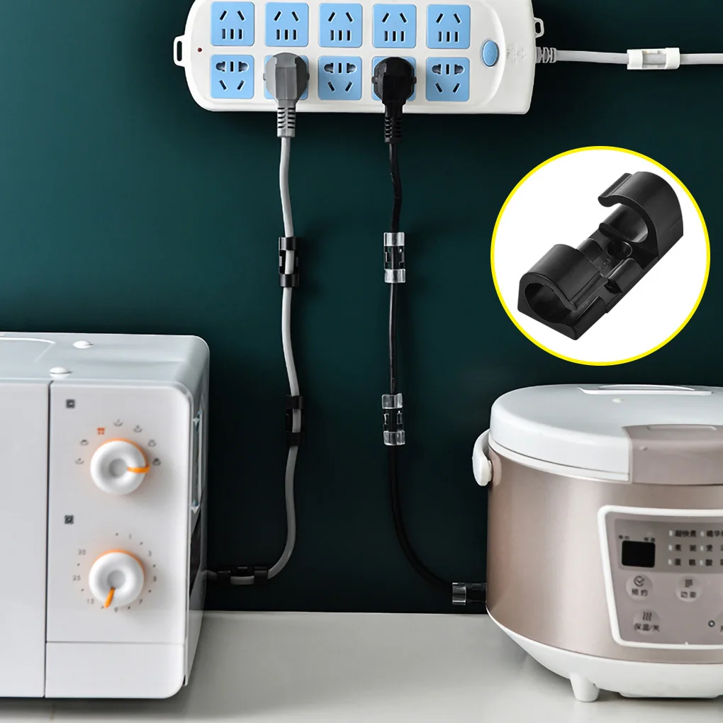 

Cable Organizer Clips Home Office Tabletop ABS Wire Manager Cord Holder Wall Mounted Adhesive Cable Buckle Wire Fixing Clip