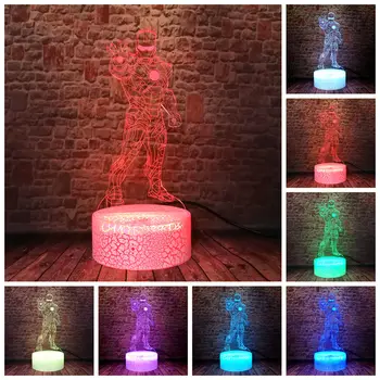 

Flash Marvel Iron Man Figuras Model 3D Illusion LED Desk Nightlight Colorful Changing Light Avengers Ironman Figure Toys