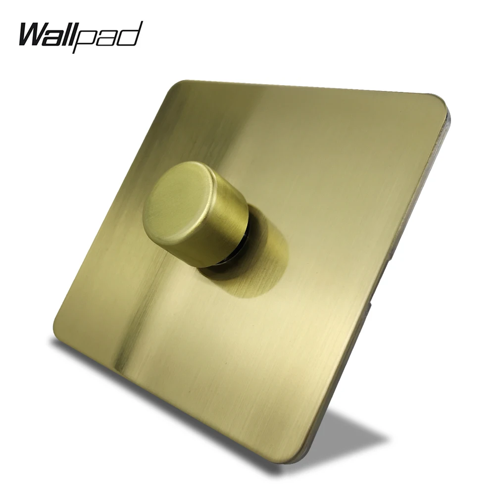 Wallpad H6 1 банда 2 способ светодиодный диммер переключатель Нажмите на кнопку выключения Матированный Блестящий латунный нержавеющий панель металлическая кнопка