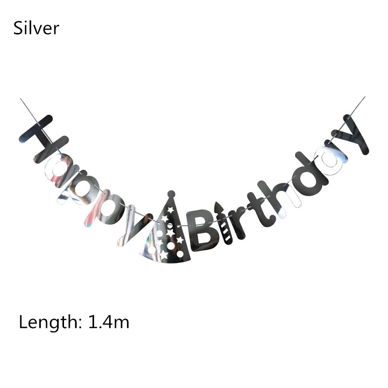 Silver Birthday2 Много тем с днем рождения баннер счастливый душ украшения Вечеринка день рождения Бантинг Стенд Фото флаги день рождения Детская гирлянда - Color: Silver Birthday2