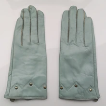 Nh luvas de couro genuíno para as mulheres inverno manter quente azul real pele de cabra luvas de couro super desconto liquidação kcl