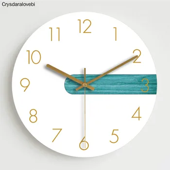 

Round Fashion Clock Wall Wooden Living Room Creative Needle Watches Bedroom Home Decor Wall Clock