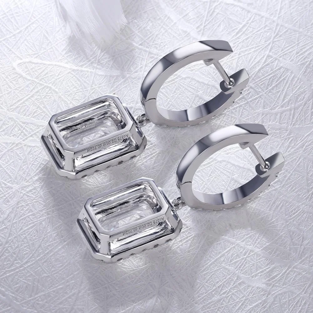 Direct Sale 4.0ct/2pcs Emerald Cut Gemstone Custom Women Earring In 9K Gold Simulated Diamond Jewelry