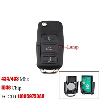 

3 Buttons Remote Car key 434 MHz For 1J0959753 AH ID48 Chip Car Accessories