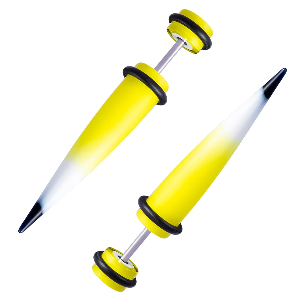yellow 1 пара акриловых поддельных обманщиков конус уха Конус Носилки расширители манометр серьга для мочки уха пирсинг ювелирные изделия для тела туннель и пробки - Окраска металла: yellow