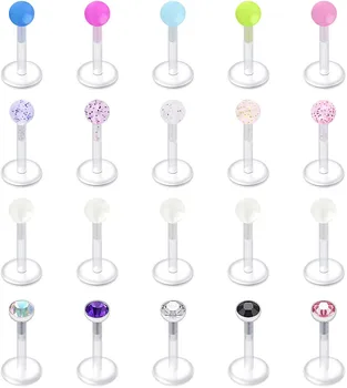 

JFORYOU 16G Acrylic Tragus Earrings Labret Lip Studs Cartilage Helix Earring Flexible Earlobe Bioflex Medusa Piercing Jewelry