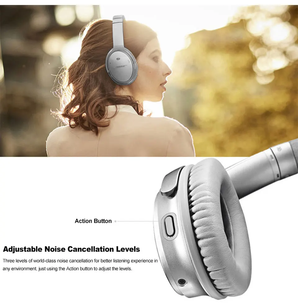 Беспроводные Bluetooth наушники Bose quietкомфорт 35 II ANC, Бас-гарнитура, шумоподавление, спортивные наушники с микрофоном, голосовой помощник