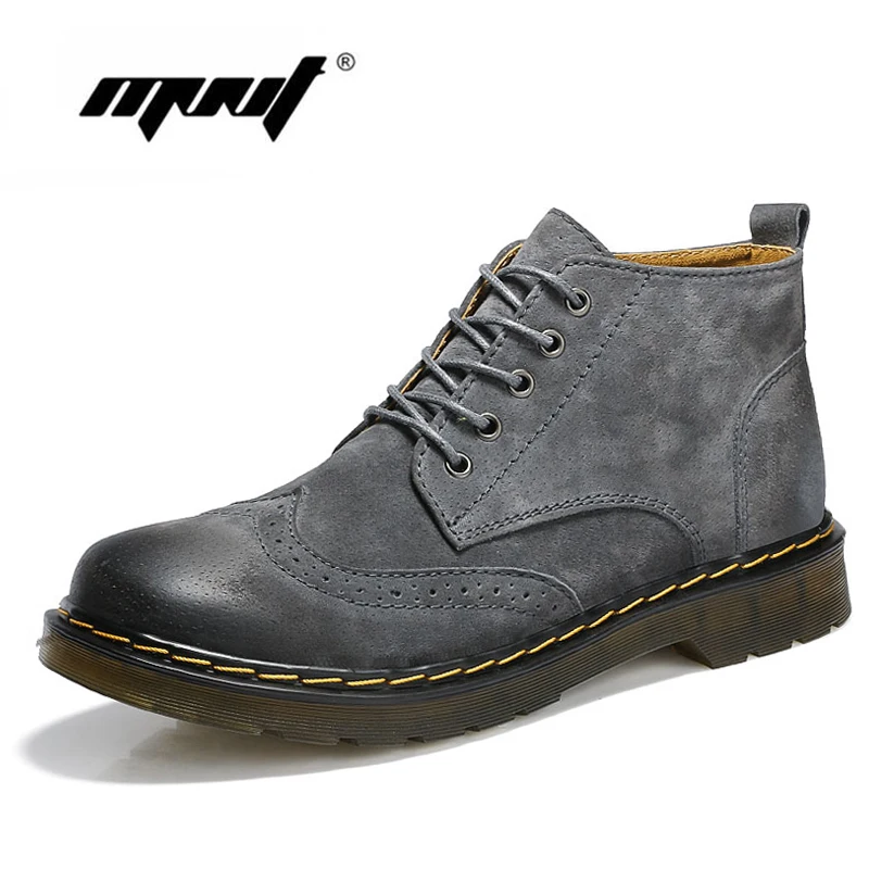 

Genuine Leather Men Boots Handmade Warm Short Plush Ankle Snow Boots Plus Size Retro Waterproof Autumn Winter Shoes Men