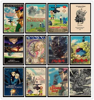 

Perfect JL Howl's Moving Castle Miyazaki Hayao retro posters kraft wall paper High Quality Home Decor wall stickers YDCB01