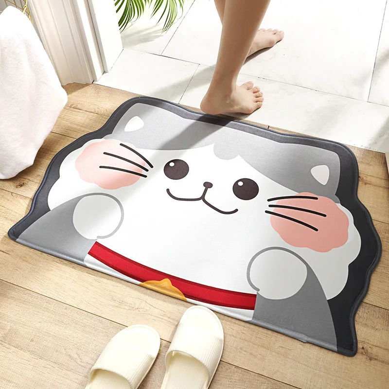 Japanese 50*60cm Cartoon Cat Animal Non Slip Bath Mat for Bathroom Carpet Rugs Tapis Salle De Bain | Дом и сад