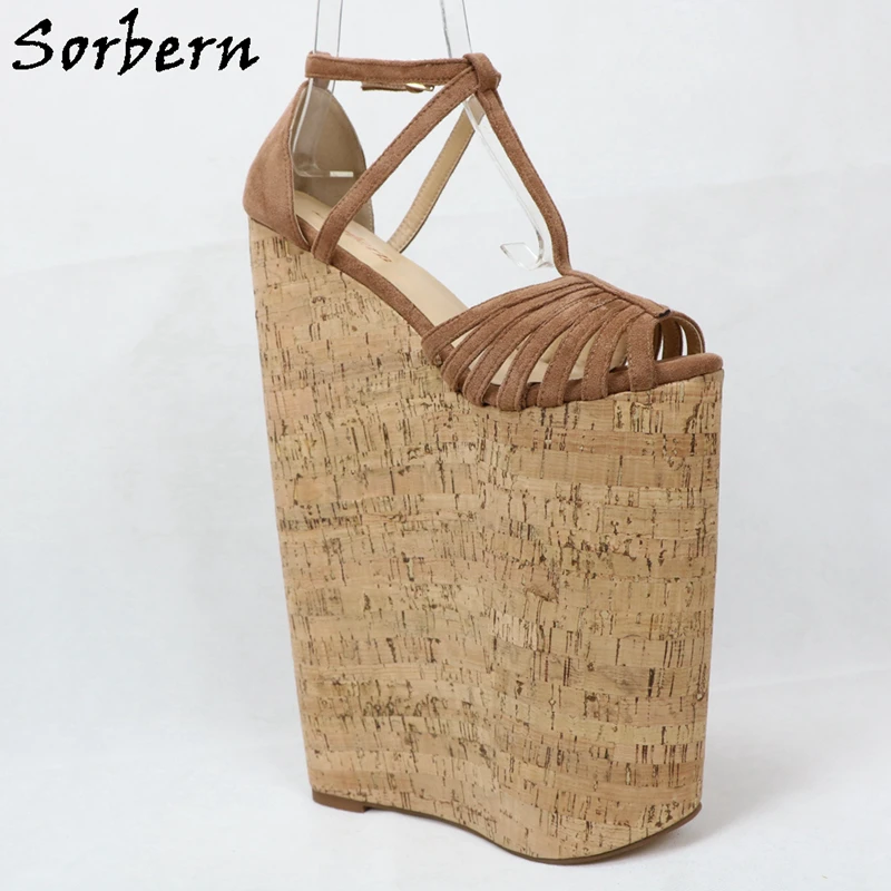 Sorbern 12 Inch Wedge Sandals with T-Strap and Thick Platform for Women's Night Club Footwear image 4