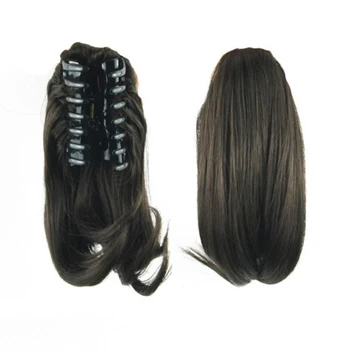

Synthetic Claw Straight Hairpiece Short Cute Drawstring Hair Piece Clip In Hair Extensions For Women