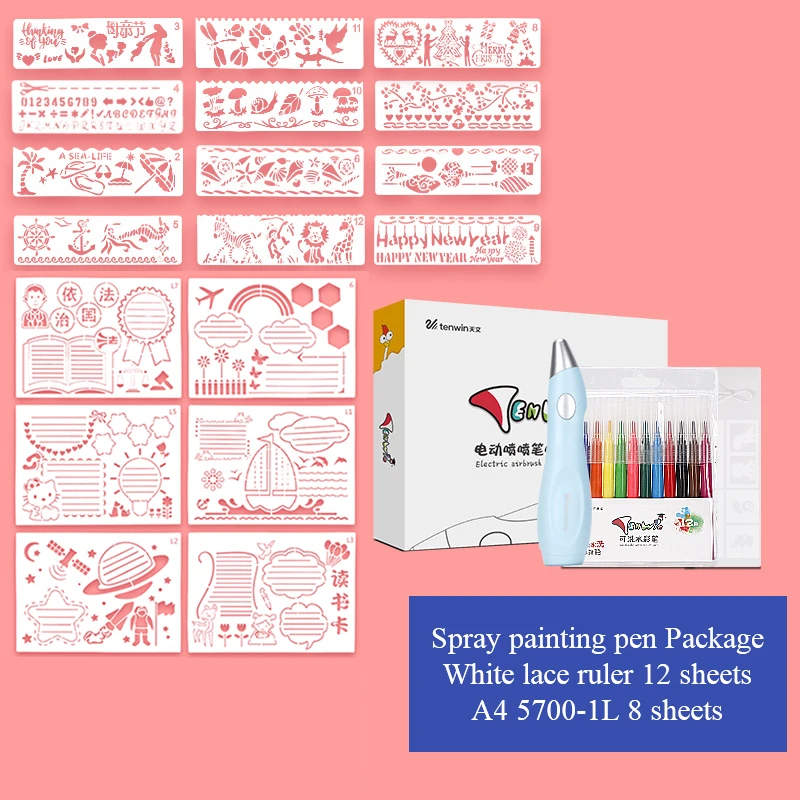 Pen-ruler-A4-5700-1L Tenwin Многофункциональный ученик начальной школы ручная копия Шаблон Рисунок полый кружевной линейка детская художественная доска артефакт - Цвет: Pen-ruler-A4-5700-1L