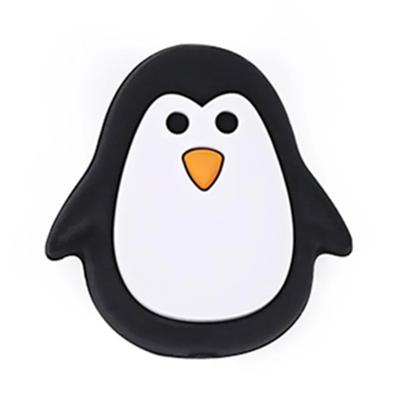 Chenkai 10 шт Силиконовые Бусины-Прорезыватели в виде пингвина DIY детские животные мультфильм жевательный успокоитель манекен сенсорные ювелирные изделия подарок Игрушка аксессуары - Цвет: Черный