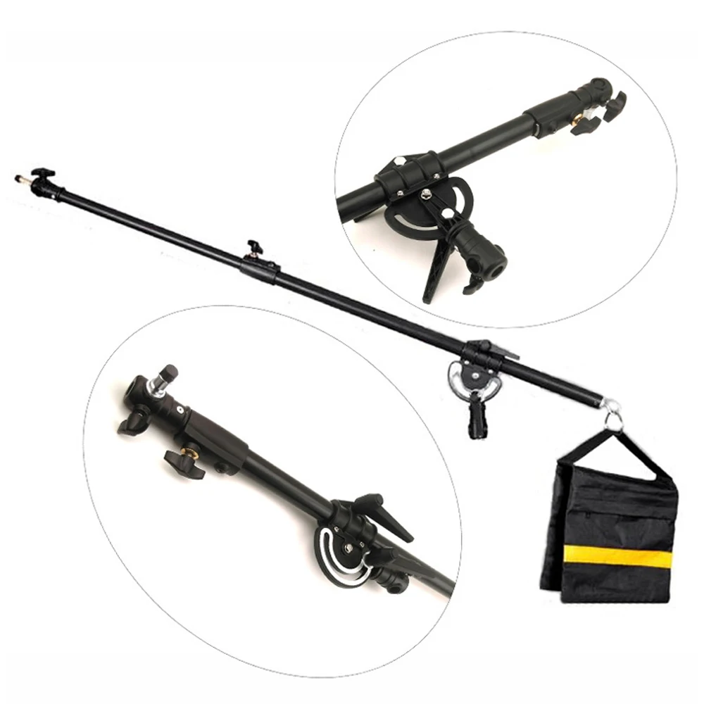 2 Bras Télescopiques 135cm + Sac De Sable Pour Flash Softbox Lumière Vidéo