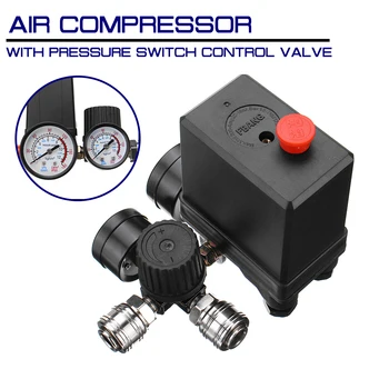 

240V/380V with Gauge Regulator Duty Air Compressor Pump Pressure Control Switch Air Pump Control Valve 7.25-125 PSI