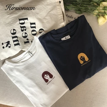 

Hirsionsan Abstract Character Printed T Shirt Women 2020 New Summer Gothic Cartoon Tees Korean Kawaii Ladies Tops White T Shirts