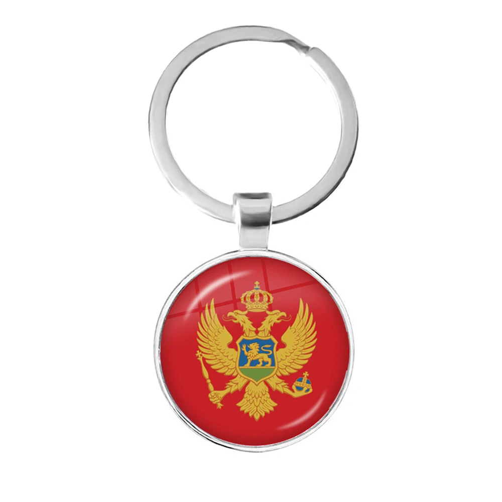 Франция, Польша, пуерто-Rico Montenegro, Китай, Ангола, Филиппины, Япония, стеклянный кабошон, Национальный брелок для ключей «Флаг», Подарочный Брелок для ключей