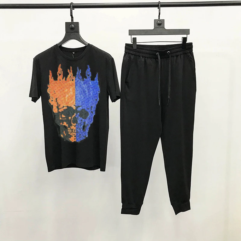 Brand Theme Summer Men's T-Shirt Jogger Tracksuit Slim Night Field HD Luxury Hot Drilling Sets Classic Short Sleeve 36 48 colors watercolor palette tin set with water brush watercolor field sketch sets professional art painting supplies