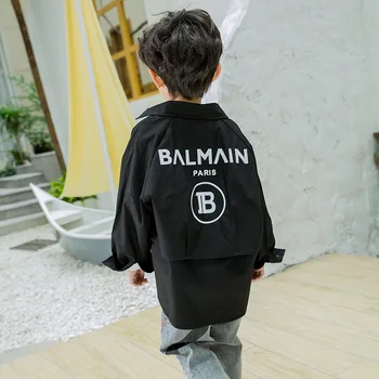 

22308 BOY'S Long Sleeve Shirt Spring And Autumn 2020 New Style Children Big Boy Irregular Short in Front Long Shirt