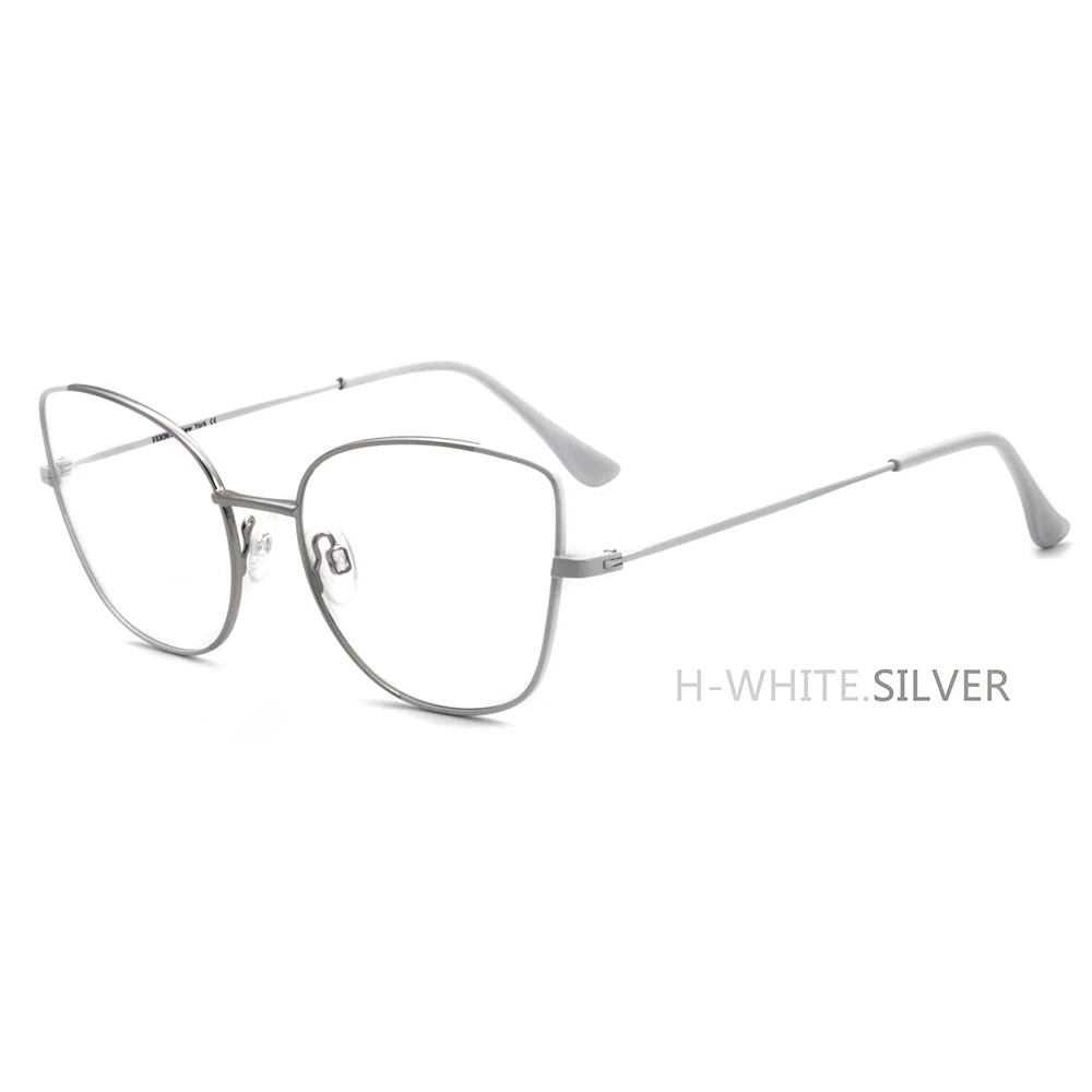 Новинка, Модные металлические очки кошачий глаз с бабочкой, оправа для женщин, ретро оптические очки, очки FVG7169 - Цвет оправы: H-White.Silver