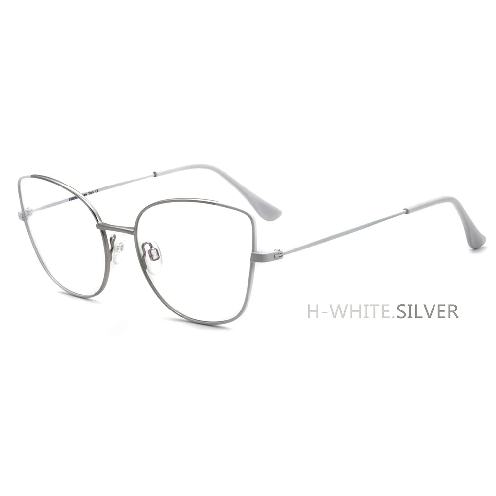 H-White.Silver Новинка, Модные металлические очки кошачий глаз с бабочкой, оправа для женщин, ретро оптические очки, очки FVG7169 - Цвет оправы: H-White.Silver