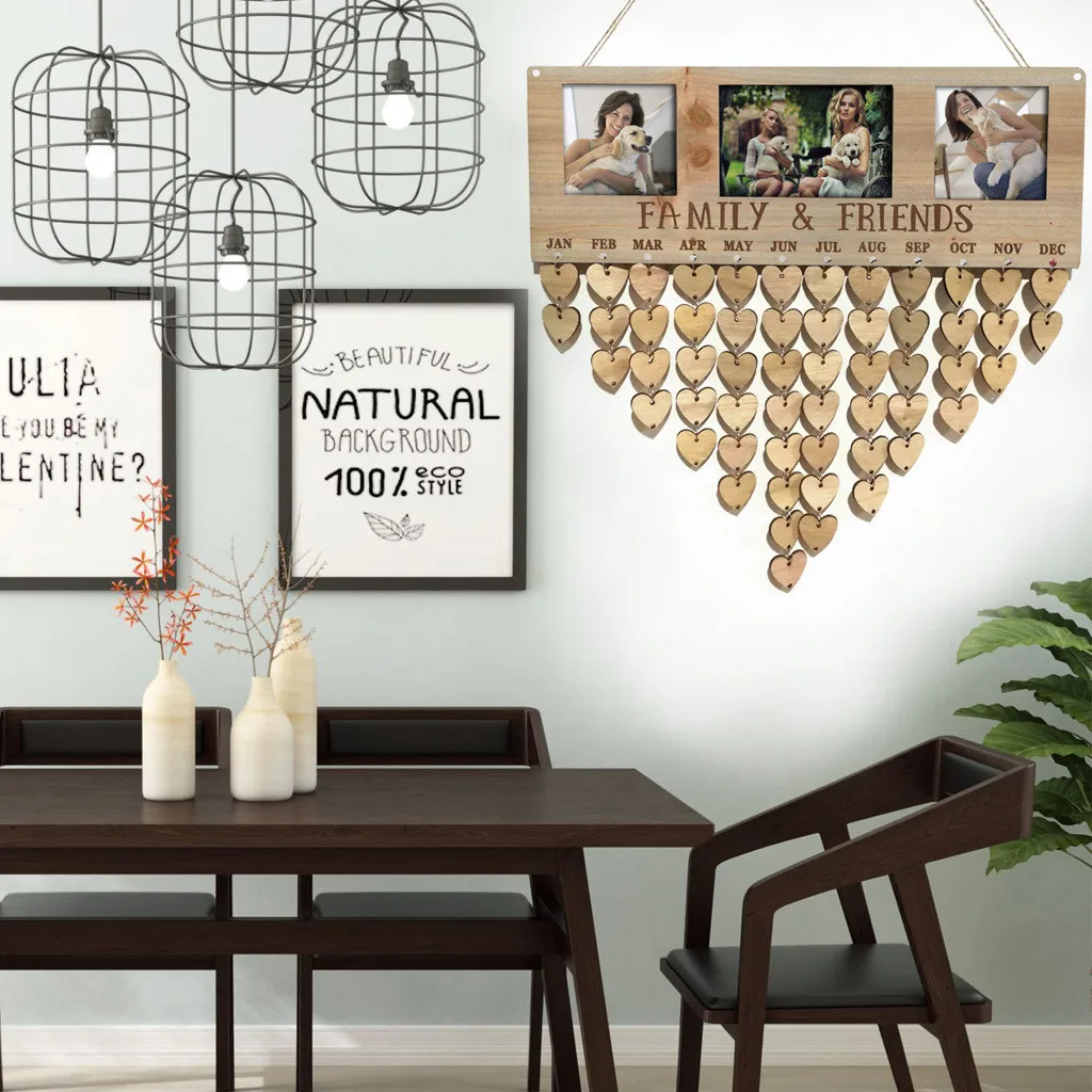 wooden message board Birthday Reminder Board Plaque Sign DIY Calendar Photo Frame Message Love string | Дом и сад