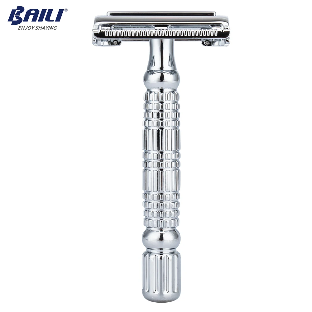 BAILI Butterfly Double Edge Safety Razor Stainless Wet Shaving Shaver for Beard Barber Men Women with Travel Case & Blade BR179T 2