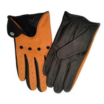 

Kimobaa man combined color real sheep leather motor unlined gloves