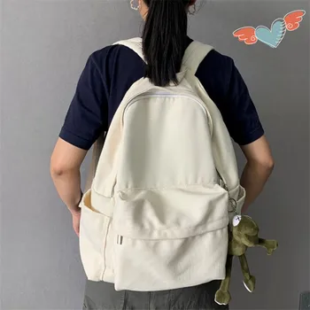 

2020 new Solid color large capacity backpack casual computer backpack men and women canvas school bag female college students