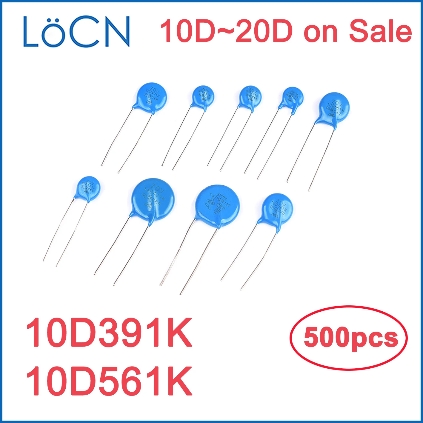 

Варистор 10 мм 10D 14D 20D 10D391K 10D561K 500 V 390V VDR Mass Lot 560 391 LoCNService, 561 шт.