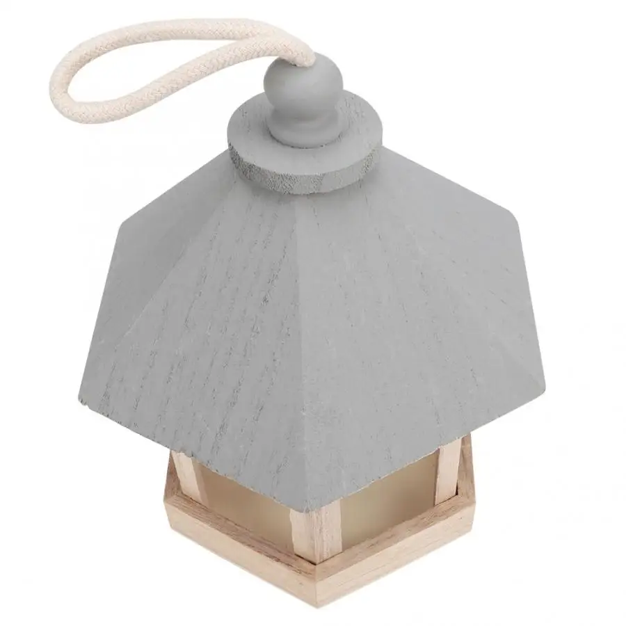 Wooden Birds House Shaped Feeder Cage Hollow Food Container Outdoor Garden Decoration Bird Shelter With Hanging Rope