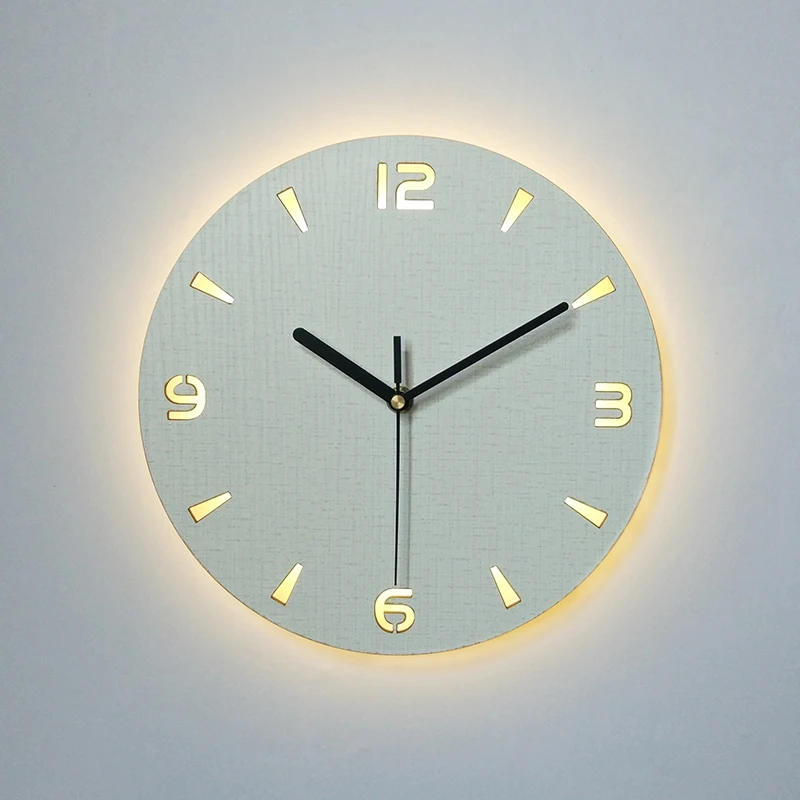 Wall Clock Luminous Remote Control Dimming Backlight Mute Decoration Night Light Atmosphere Lamp Bedroom Wooden Watch Quartz