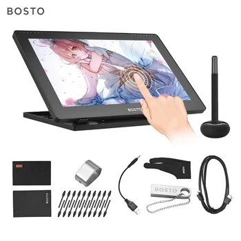 

BOSTO 16HD 15.6 Inch IPS Graphics Drawing Digital Tablets Display Monitor 8192 Pressure Level with Rechargeable Stylus Pen